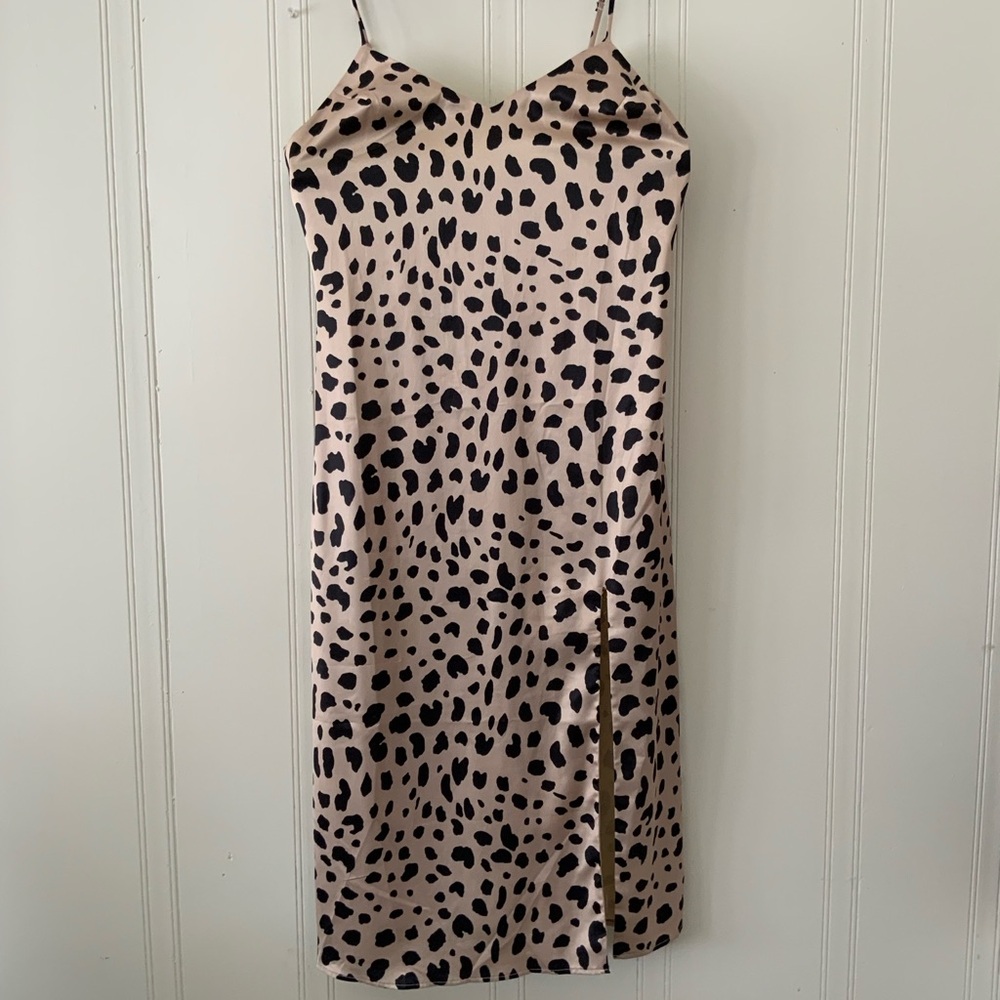 Essue Black Midi Slip Dress Spaghetti Strap